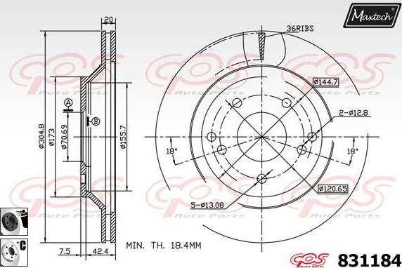 Maxtech 72938064 - Virzulis, Bremžu suports adetalas.lv