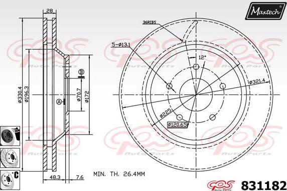 Maxtech 72938060 - Virzulis, Bremžu suports adetalas.lv