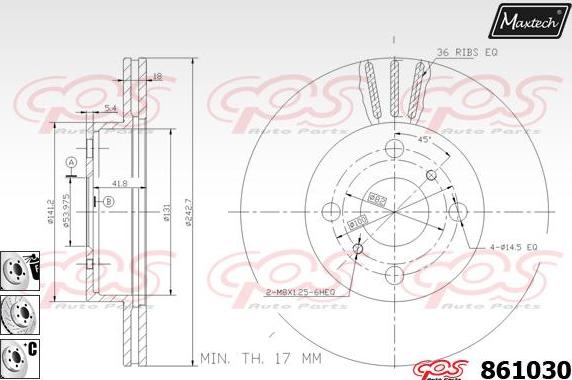 Maxtech 72938007 - Virzulis, Bremžu suports adetalas.lv