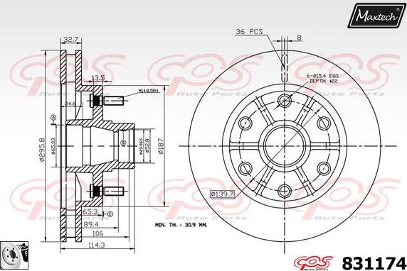 Maxtech 72718032 - Regulējošais elements, Stāvbremžu sistēmas bremžu suports adetalas.lv