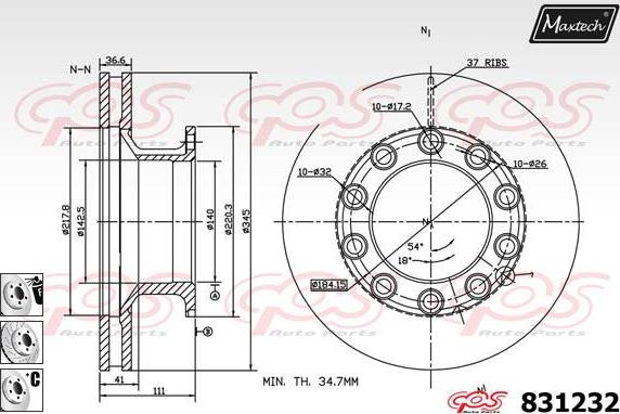 Maxtech 72718027 - Regulējošais elements, Stāvbremžu sistēmas bremžu suports adetalas.lv