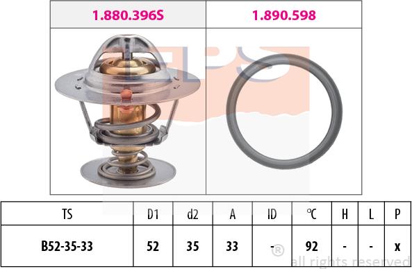 MDR EPS-1880 396 - Termostats, Dzesēšanas šķidrums adetalas.lv