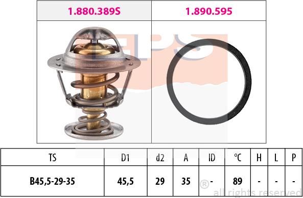 MDR EPS-1880 389 - Termostats, Dzesēšanas šķidrums adetalas.lv