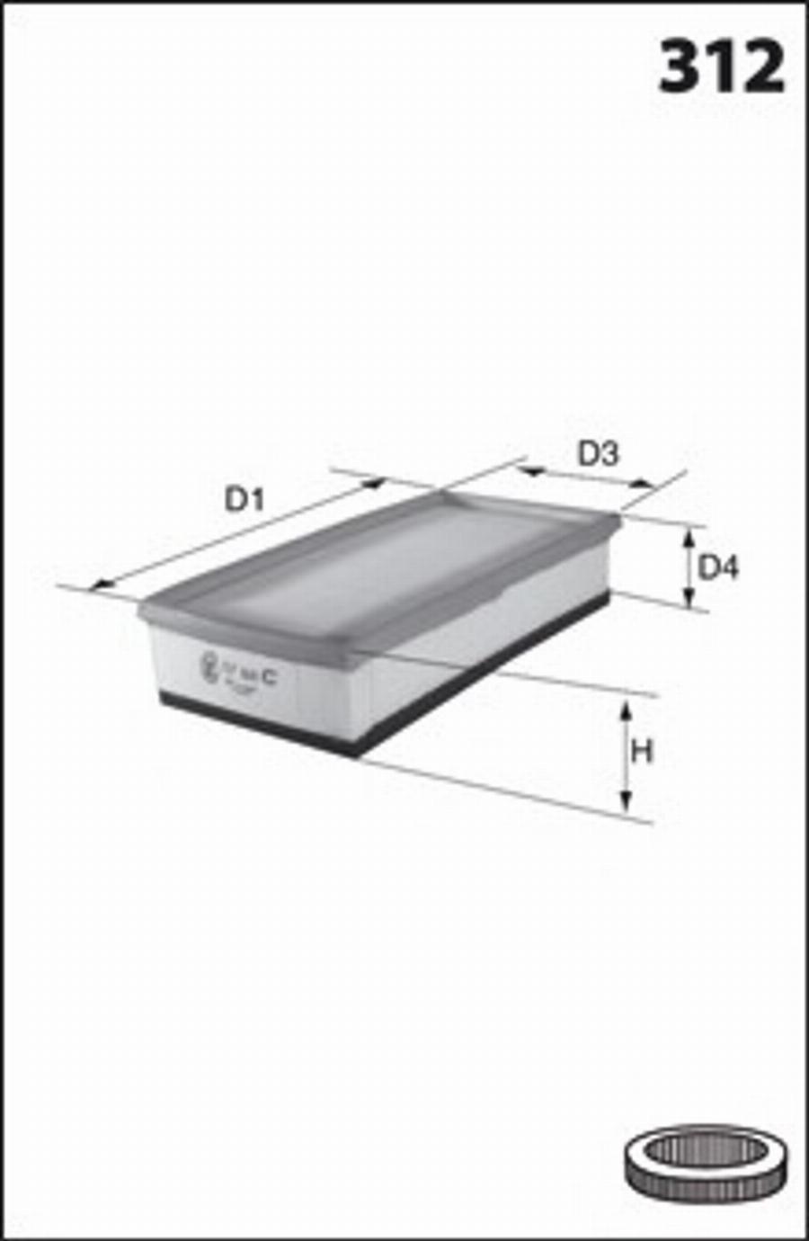 Mecafilter 182 - Gaisa filtrs adetalas.lv