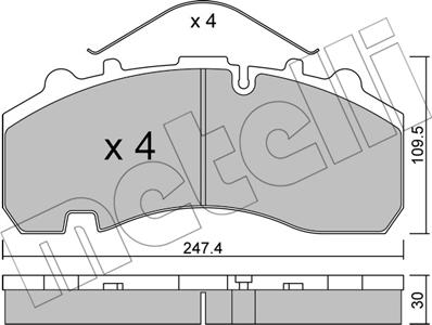 Metelli 22-0596-0 - Bremžu uzliku kompl., Disku bremzes adetalas.lv