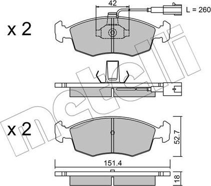 Metelli 22-0274-1 - Bremžu uzliku kompl., Disku bremzes adetalas.lv