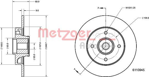 Metzger 6110945 - Bremžu diski adetalas.lv