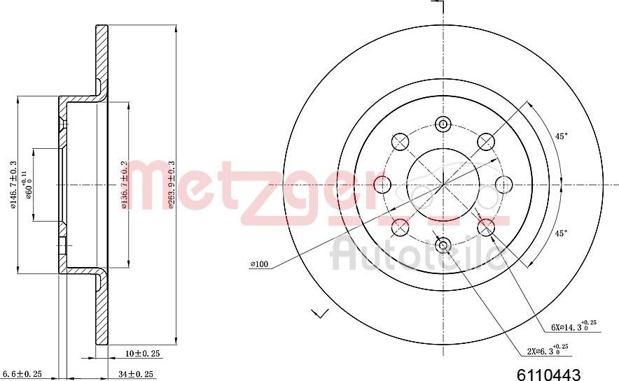 Metzger 6110443 - Bremžu diski adetalas.lv