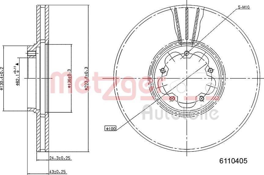 Metzger 6110405 - Bremžu diski adetalas.lv