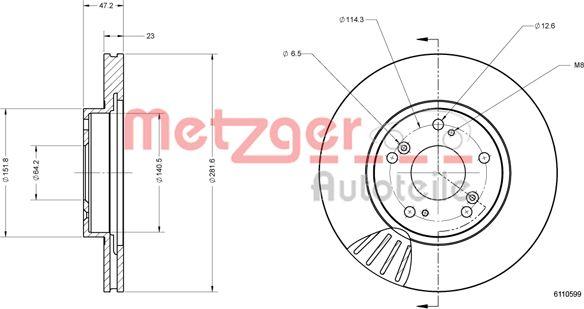 Metzger 6110599 - Bremžu diski adetalas.lv