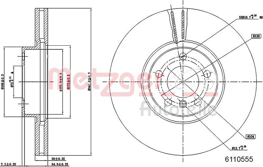 Metzger 6110555 - Bremžu diski adetalas.lv