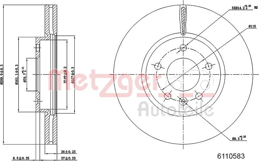 Metzger 6110583 - Bremžu diski adetalas.lv