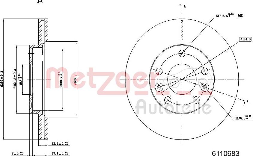 Metzger 6110683 - Bremžu diski adetalas.lv