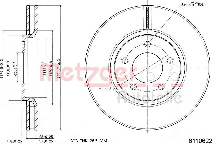 Metzger 6110622 - Bremžu diski adetalas.lv