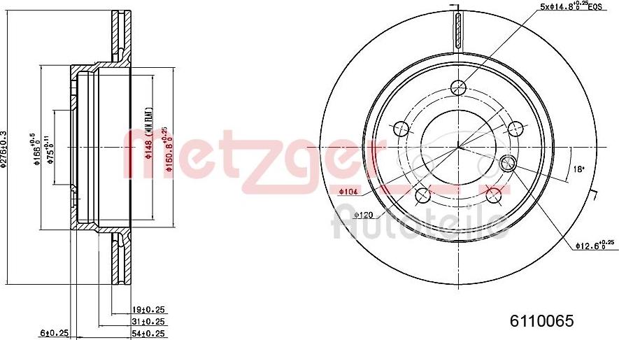 Metzger 6110065 - Bremžu diski adetalas.lv