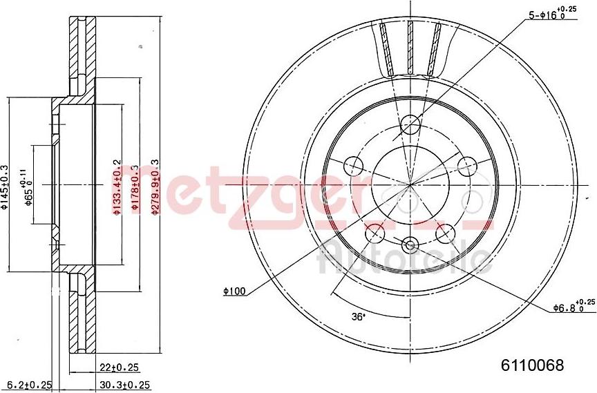 Metzger 6110068 - Bremžu diski adetalas.lv