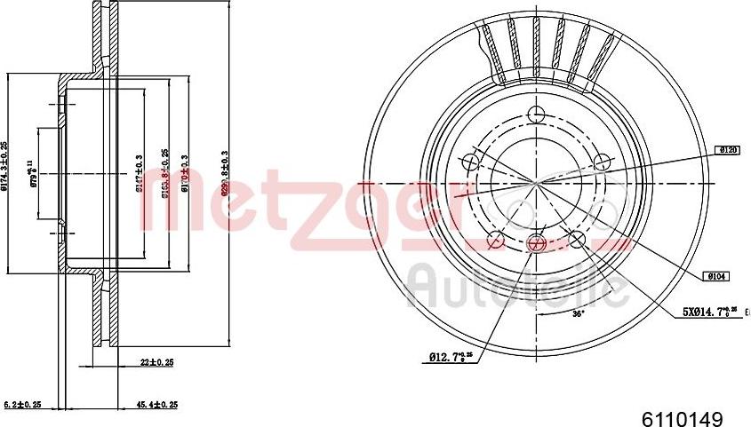 Metzger 6110149 - Bremžu diski adetalas.lv