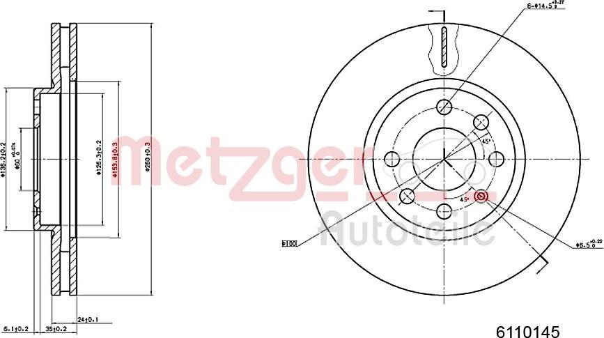 Metzger 6110145 - Bremžu diski adetalas.lv