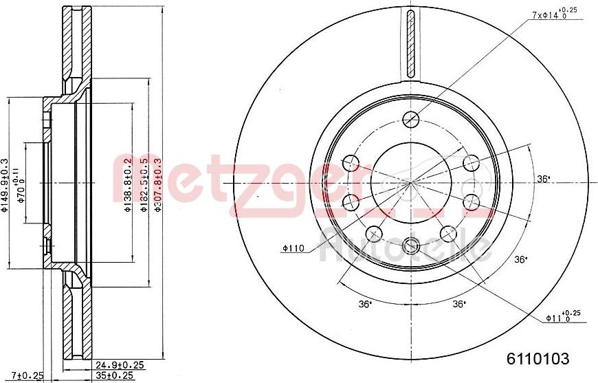 Metzger 6110103 - Bremžu diski adetalas.lv