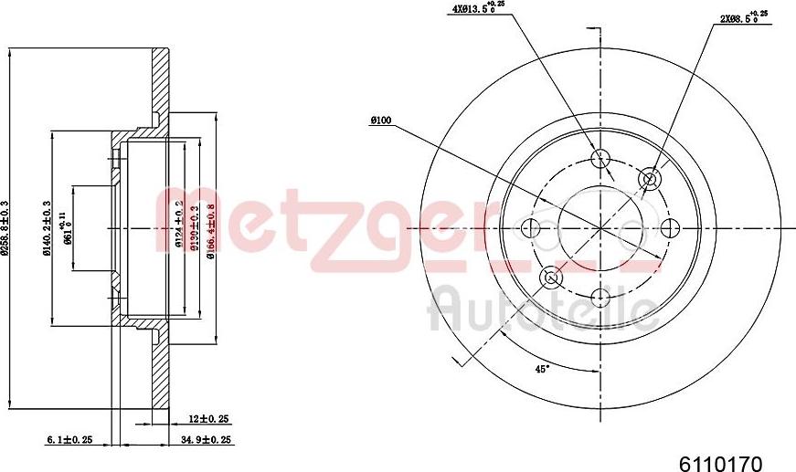 Metzger 6110170 - Bremžu diski adetalas.lv