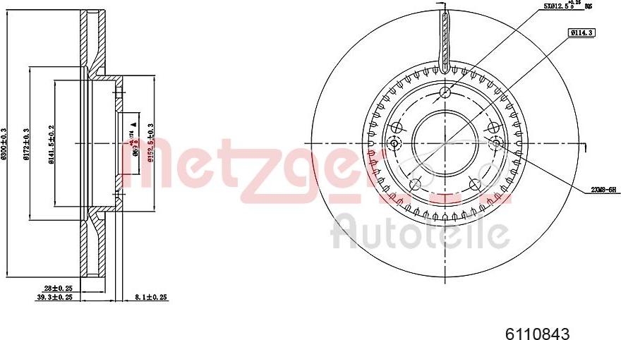 Metzger 6110843 - Bremžu diski adetalas.lv