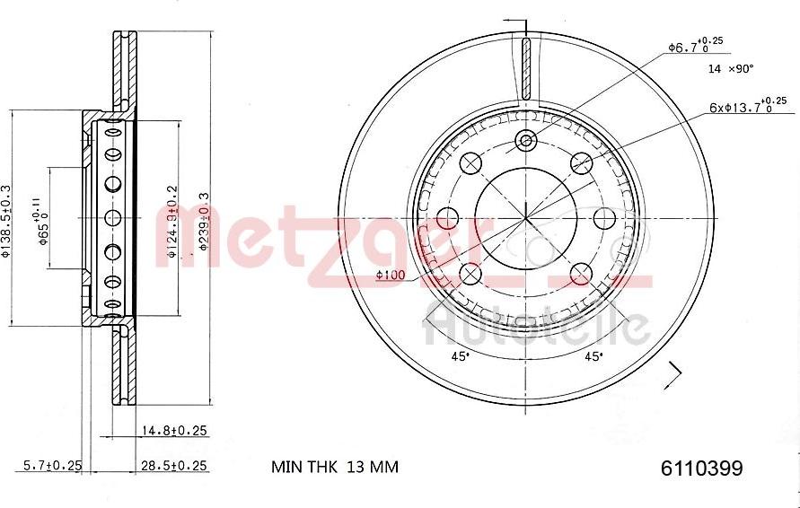 Metzger 6110399 - Bremžu diski adetalas.lv