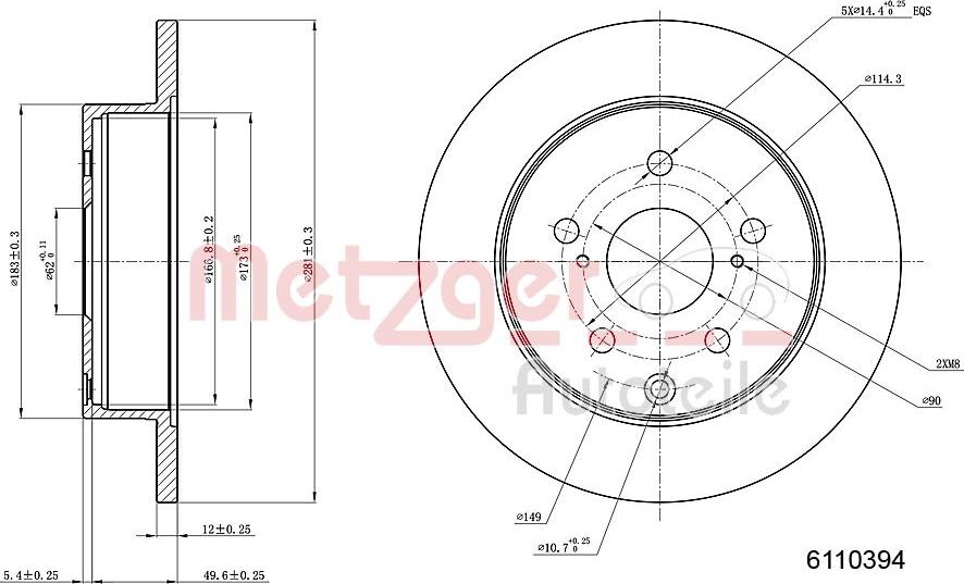 Metzger 6110394 - Bremžu diski adetalas.lv