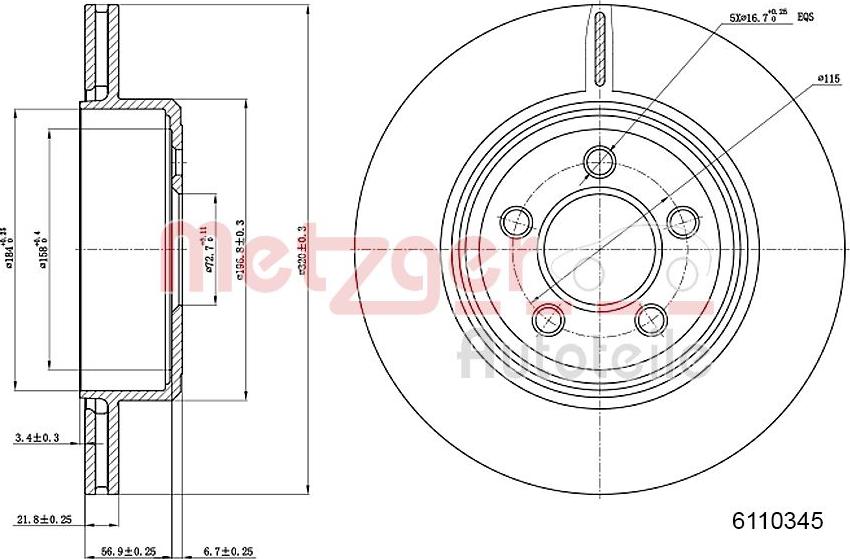 Metzger 6110345 - Bremžu diski adetalas.lv