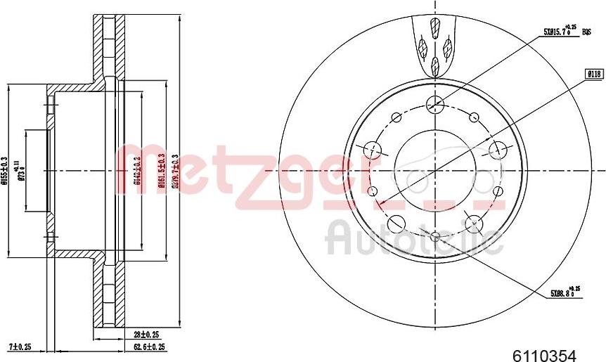 Metzger 6110354 - Bremžu diski adetalas.lv