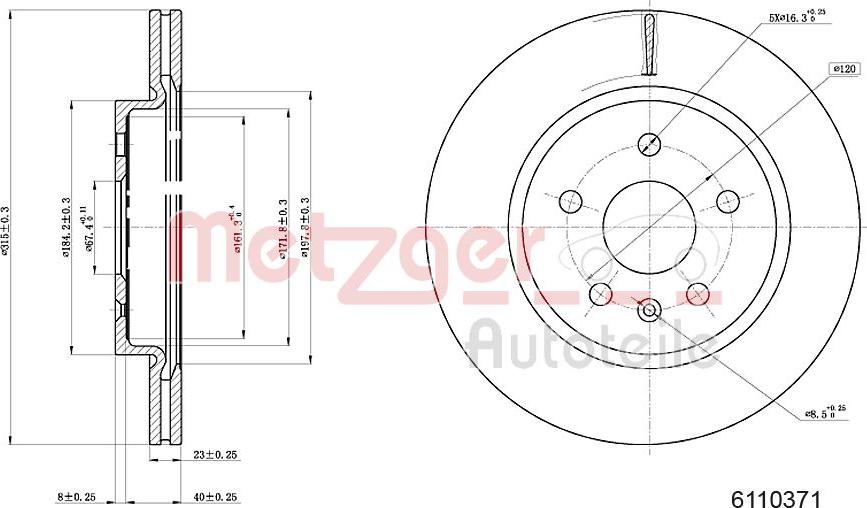 Metzger 6110371 - Bremžu diski adetalas.lv