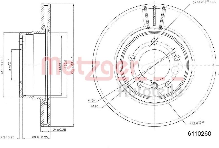 Metzger 6110260 - Bremžu diski adetalas.lv