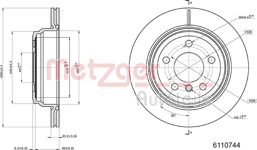 Metzger 6110744 - Bremžu diski adetalas.lv