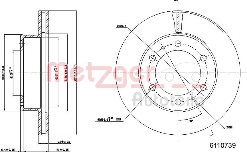 Metzger 6110739 - Bremžu diski adetalas.lv