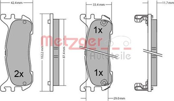 Metzger 1170431 - Bremžu uzliku kompl., Disku bremzes adetalas.lv