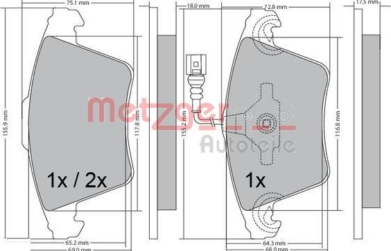 Metzger 1170422 - Bremžu uzliku kompl., Disku bremzes adetalas.lv