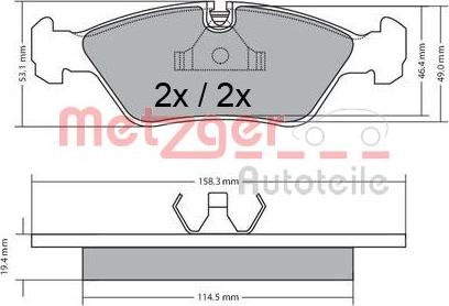 Metzger 1170597 - Bremžu uzliku kompl., Disku bremzes adetalas.lv