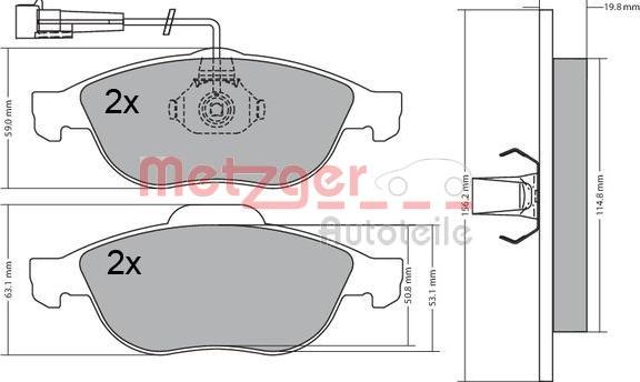 Metzger 1170582 - Bremžu uzliku kompl., Disku bremzes adetalas.lv