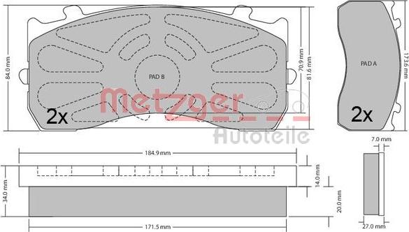 Metzger 1170525 - Bremžu uzliku kompl., Disku bremzes adetalas.lv