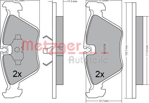 Metzger 1170643 - Bremžu uzliku kompl., Disku bremzes adetalas.lv