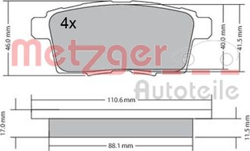 Metzger 1170686 - Bremžu uzliku kompl., Disku bremzes adetalas.lv