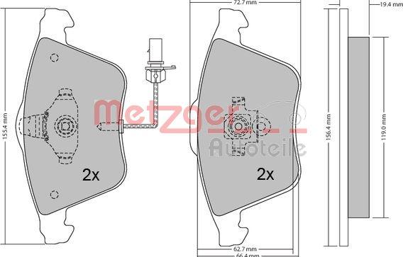 Metzger 1170099 - Bremžu uzliku kompl., Disku bremzes adetalas.lv