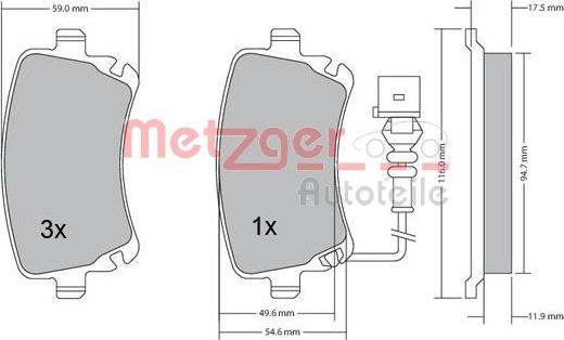 Metzger 1170051 - Bremžu uzliku kompl., Disku bremzes adetalas.lv