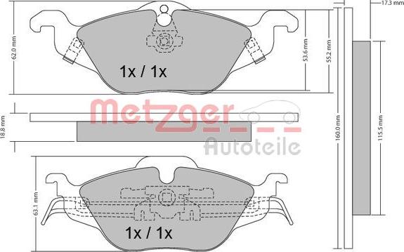 Metzger 1170063 - Bremžu uzliku kompl., Disku bremzes adetalas.lv