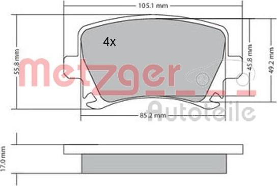 Metzger 1170005 - Bremžu uzliku kompl., Disku bremzes adetalas.lv