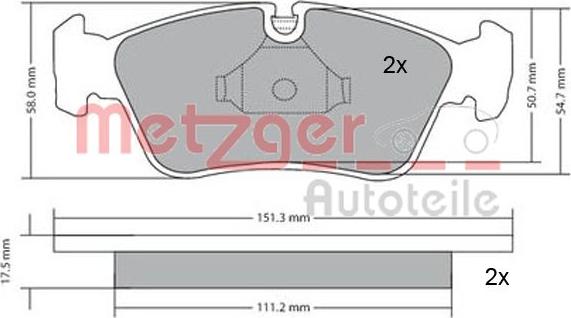 Metzger 1170019 - Bremžu uzliku kompl., Disku bremzes adetalas.lv