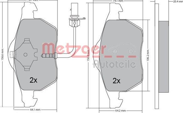 Metzger 1170020 - Bremžu uzliku kompl., Disku bremzes adetalas.lv