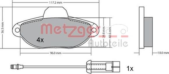 Metzger 1170147 - Bremžu uzliku kompl., Disku bremzes adetalas.lv