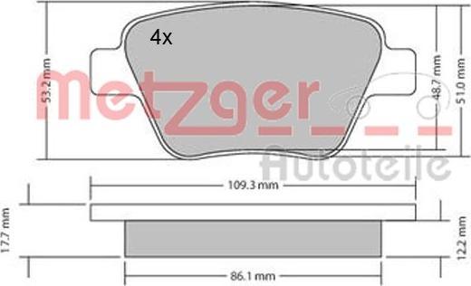 Metzger 1170106 - Bremžu uzliku kompl., Disku bremzes adetalas.lv