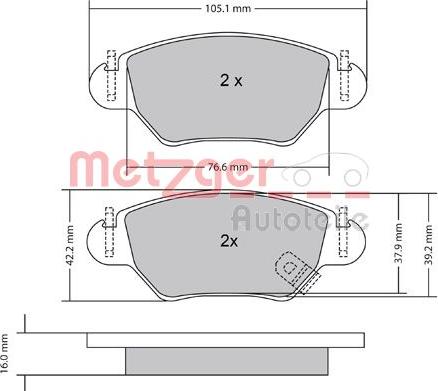 Metzger 1170809 - Bremžu uzliku kompl., Disku bremzes adetalas.lv