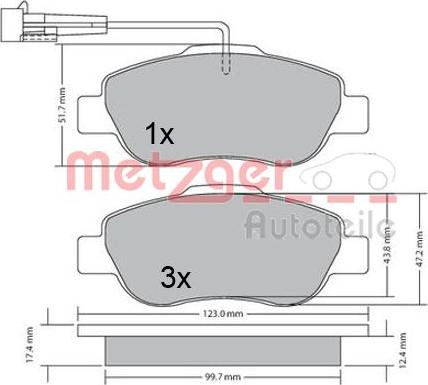 Metzger 1170382 - Bremžu uzliku kompl., Disku bremzes adetalas.lv